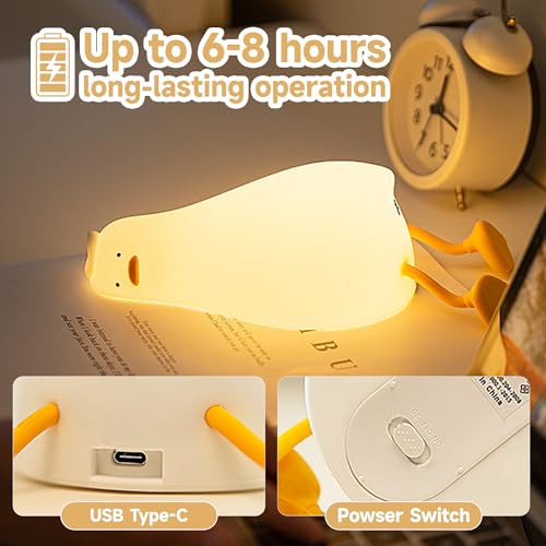 Cute Duck/Chicken/Rabbit/Panda NightLight, LED Squishy Animal Novelty Lamp for Toddler Baby Kids, Nursery Touch Kawaii Room/House Decor Bedside Touch Lamp for Breastfeeding