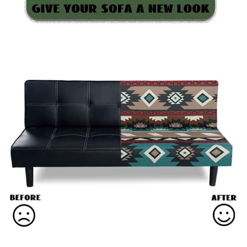 Aztec Ethnic Geometric Futon Covers Slipcover Stretchable Futon Chair Slipcovers Non Slip Furniture Decor Dustproof Sofa Covers Daily Decor