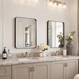 Kosmonia 20x16 Bathroom Vanity Mirror for Wall, Aluminum Framed, Farmhouse Rectangle, Anti-Rust, HD Reflection Anti-Desilvering, Distortion Free, Tempered and Shatter-Proof Wall Mounted Mirror, Black