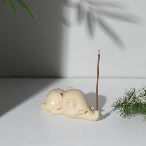 Cacukap Cute Elephant Incense Burner, Incense Holder for Sticks, Elephant Theme Incense Tray, Adorable Home Decoration, Unique Gifts Idea for Elephant Lover