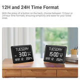 11.5” Extra Large Digital Wall Clock with Date and Day of Week , Electric Desk Clock for Seniors, Large Display Alarm Clock for Bedroom with Battery Backup, 5 Dimmer, 2 USB Ports, Indoor Temp, 12/24H