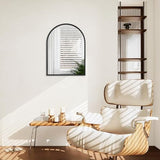 Arch Wall Mirror 20"x16" Large Black Bathroom Mirror Metal Frame Mirrors for Wall, Decoration Vanity Bedroom Entryway Living Room