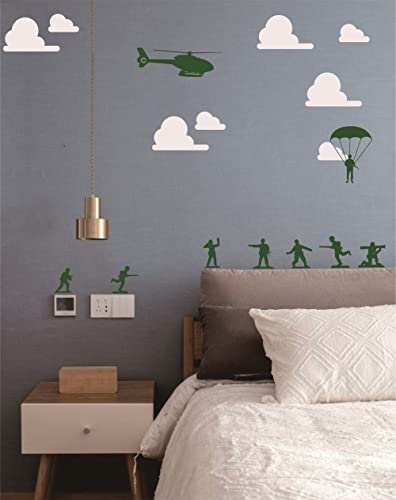 Army Men Wall Stickers Soldier Helicopter for Boy Kids Bedroom Decal Home Decor