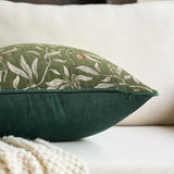 Alerfa Green Floral Throw Pillow Cover 12 x 20 Inch Rectange Luxury Decorative Lumbar Pillow Cover for Couch Living Room Bedroom