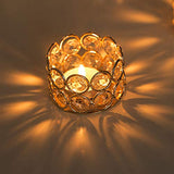 Pack of 6 Gold Crystal Tea Light Candle Holders