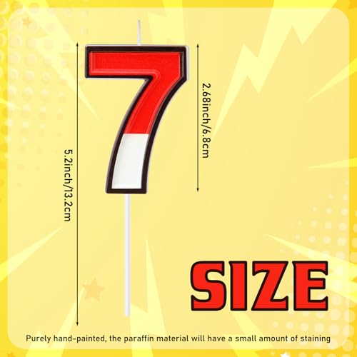 Conelist Cartoon Red and White Birthday Cake Candle Numeral Birthday Cake Topper for Animated Decoration Cartoon Party Supplies(Number 7)