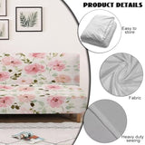 Futon Cover Pink Floral Armless Sofa Cover Stretch Futon Slipcovers for Home Decor Washable Furniture Protector Covers with Elastic Bottom