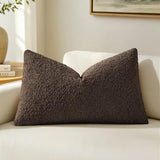 MIULEE Textured Boucle Lumbar Pillow Cover for Bed 12x20 Dark Brown