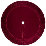Ruffled Velvet Christmas Tree Skirt with Foam Padding, Nylon Backing and Lace-Up Tie Closure (Burgundy, 72-Inch)