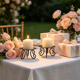Hosley Set of 2 Black Iron Pillar Candle Holders, 5-Inch Round Candle Stands with Scroll Feet, Rustic Farmhouse Table Centerpiece Decor for Weddings, Spa, and Home