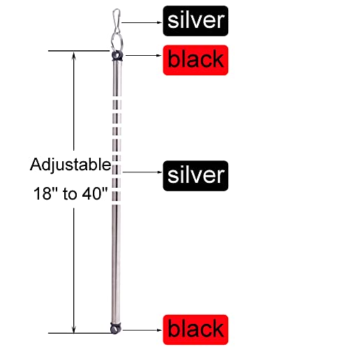 YYST 40-inch Adjustable Drapery Pull Curtain Wand w/Stainless Steel Hook (Black X 2)