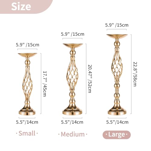 NUPTIO Gold Centerpiece Stand for Table, Twist Style, 22.8" Tall, 2 Pcs