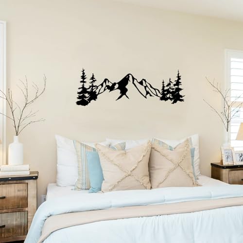 Yuzhuo Metal Mountain Wall Art Decor, Mountain Forest Silhouette Art Suitable for Living Room Bedroom Indoor Outdoor Garden Home Decoration