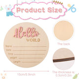 Baby Announcement Sign, 5.9in Wooden Hello World Newborn Signs Birth Announcement Sign Welcome Name Plaques for Newborn Boys and Girls Photo Props Baby Shower Hospital Nursery (Light Pink)