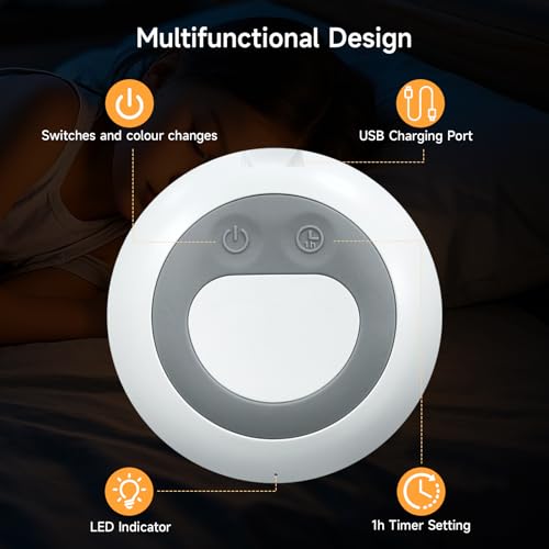 Baby Night Light, Nursery Night Lamp with 8 RGB Colors Changing, Soft BPA Free Silicone Touch Night Light for Kids Room Breastfeeding, 1h Timer, Rechargeable & Stepless Dimming