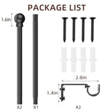 SMODBRODRE Black Curtain Rods for Window 28 to 48, 5/8 inch Small Decorative Curtain Rod Set with Brackets