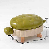 Animal Footstool Turtle Upholstered Pu Leather Pouf, Shoe Changing Stool Sofa Footrest Living Room Storage Stool Footstool with Storage/Green/25 * 66 * 35