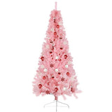 CCINEE 6ft Pine Artificial Christmas Pink Half Tree Easy-Assembly with Solid Metal Stand for Wall Xmas Themed Party Decoration Indoor Outdoor Living Room Decor