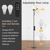 GERGO 2-in-1 Torchiere Floor Lamp, 11W+7W 2100LM Super Bright Dimmable LED Lamp with Remote & Touch Control, 3000K-6000K Adjustable Tall lamp for Living Room, Bedroom, (Matte Black)