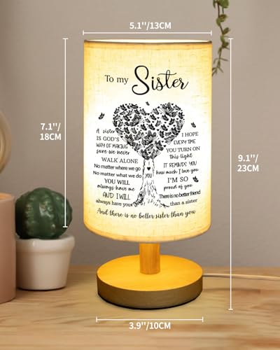 Sisters Gifts from Sister, to Sister Fabric Table Lamp, Sister Mothers Day Birthday Graduation Gifts for Sister, Bedside Table Lamp Gifts for Sisters from Sisters Adult