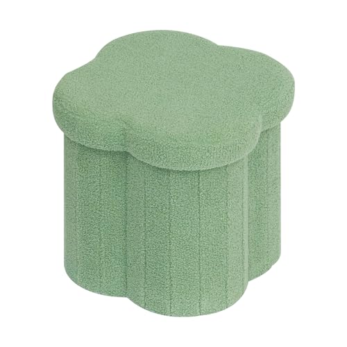 B FSOBEIIALEO Storage Ottoman Cube, 15" Flower Shaped Ottomans, Green