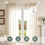 USFOOK Curtain Rods No Drilling 32 to 58 Inches, 5/8 Inch No Drill Curtain Rods for Windows with 3M Adhesive Brackets, Renter Friendly Drapery Pole with White Round Finials