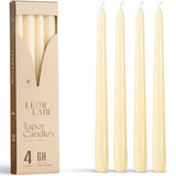 Leor & Lair Ivory Taper Candles - 4 Pack 10" Ivory Candlesticks - Unscented Cream Candle Sticks for Home Decoration, Holiday Tables, Weddings, Restaurants & Business Events