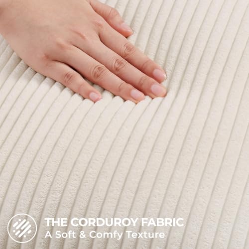Mecatny Corduroy Summer Decorative Throw Pillow Covers 18x18 Set of 2 for Sofa Living Room, Soft Neutral Boho Couch Pillow Covers for Home Decor, Cream White