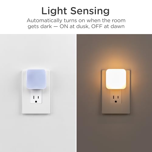Lights by Night Night Lights Plug into Wall, Dimmable, Tunable White, 4-Pack, LED Plug in Nightlight, Dusk to Dawn Sensor, Adults, Kids Room, Bedroom, Bathroom, Nursery, Hallway, Kitchen, 82180
