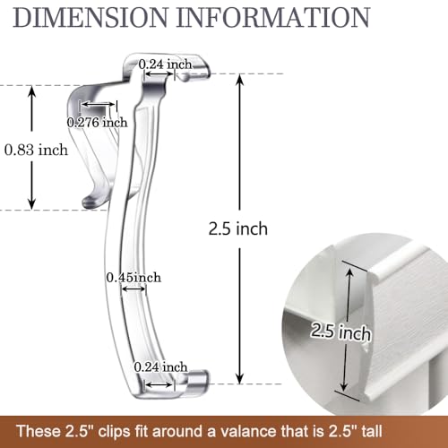 2.5 Inch Valance Clips for Horizontal Blind Valance (12 Pieces)