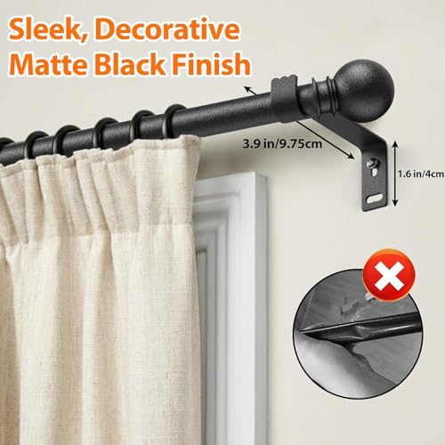 Small Window Curtain Rod 28 to 44 Inch, Heavy Duty Matte Black Adjustable Splicing Curtain Rods With Brackets for Living Room, Bedroom, Sliding Glass Door, Patio, Cafe Shop