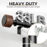Wood Curtain Rods for Windows 30 to 45 Inch, 1” Diameter Drapery Rod with Imitation Wood Grain Finials, Adjustable Heavy Duty Curtain Rod Set, Indoor/Outdoor Modern Curtains Rods