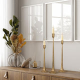 Iron Taper Candle Holder Set of 3 - Decorative Tall Candle Stand, Candlestick Holder for Wedding, Dining Table, Party Decoration (Antique Brass)