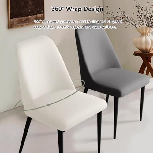 Curved Back Chair Covers Set of 2/4/6, Stretch Dining Room Chairs Cover Kitchen Chair Slipcovers Protector for Living Room and Bedroom,Light Gray,4pcs