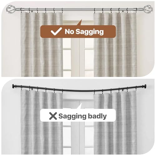 Silver Curtain Rods for Windows 66 to 120 with Cage Finials, Heavy Duty Curtain Rod with Splicing Adjustable, Decorative Curtain Rods for Outdoor Patio, Sliding Glass Door, 5/8" Diameter (Chrome)