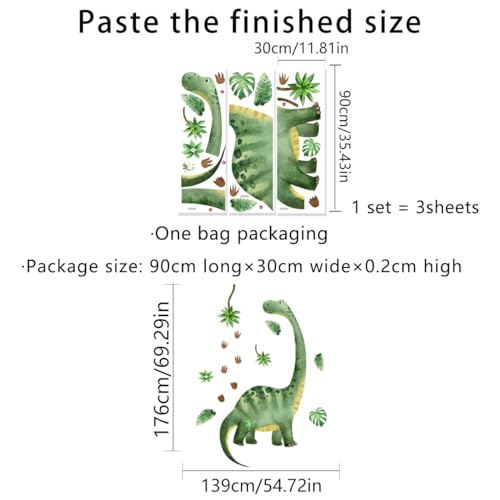 Large Dinosaur Wall Decals for Boys Bedroom Dino Footprints Wall Stickers Peel and Stick Baby Toddler Kids Room Wall Decor Murals for Nursery Daycare Classroom Decoration (KL-BM2063)