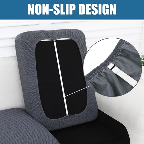Smiry Waterproof Couch Cushion Covers for Sofa, Stretch Jacquard Seat Cushion Covers Washable, Sectional Sofa Slipcover Elastic Furniture Protector for Pets, Kid (3PC, Grey)