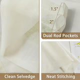Natural Sheer Curtains 96 Inches Long, Privacy Semi Sheer Curtains for Living Room Bedroom, Light Filtering Rod Pocket Voile Window Drapes 2 Panels Set, Each 42" W x 96" L