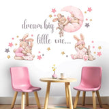 Pink Bunny Nursery Wall Decals-Baby Girl Room Rabbit Wall Decor, Animal Stickers for Kids Playroom, Toddler Bedroom and Nursery Decoration, Removable Vinyl Decals, Peel and Stick Easy to Apply.