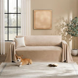 Couch Cover for Dogs Sectional Sofa Covers Washable for 2 Cushion Couch, Chenille Couch Cover Blanket, Sectional Sofa Slipcovers, Multi-Use Furniture Protector for Kids, Pets, 71" X118", Sand