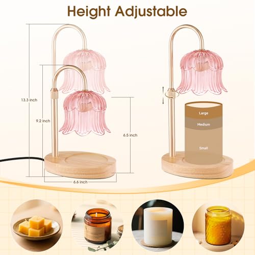 Candle Warmer Lamp Adjustable Timer Electric－Pink Flower Wax lamp