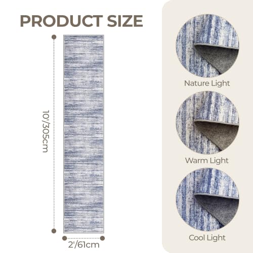 2x10 Runner Rug Non Slip,Washable Hallway Runner Rug,Blue