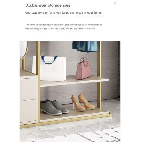 Full-Length Mirror Multifunctional Floor-Standing Coat Rack Fitting Mirror Combination Living Room Bedroom Dressing Mirror with Lockers Full Length Floor Mirror (Gold 115cm)
