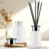 Glass Diffuser Bottles White Diffuser Jars with Silver Caps Set of 4 – 4.2 inches High, 120ml 4.06 Ounce. Fragrance Accessories Use for DIY Replacement Reed Diffuser Sets.