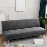 Futon Sofa Cover, Leaf Jacquard Waterproof Stretch Full Coverage Protector for Armless Sofa Bed(Dark Gray,Small)