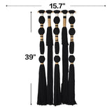Flber Macrame Wall Hanging Black Sphericity Cotton Tassels Textile Hanging Geometric Yarn Wall Art for Bedroom Living Room Decor 15.7" W x 39" L
