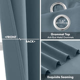 Stone Blue Blackout Curtains for Bedroom Living Room 63 Inch Long 2 Panels, Solid Thermal Insulated Grommet Drapes, Room Darkening Sunlight Blocking Window Treatments, W40 x L63 Inch