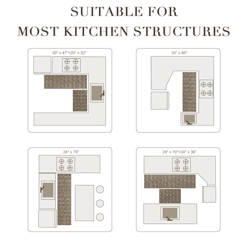 Kitchen Runner, 22"x59" Kitchen Mats for Floor, Brown