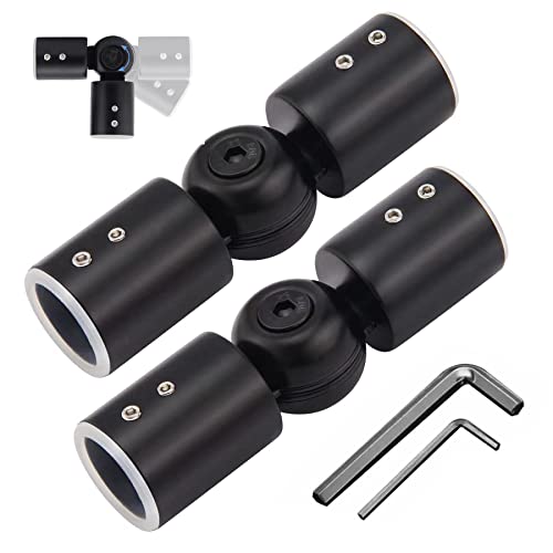 Curtain Rods Corner Connector, LISTENJIALE Heavy Duty Adjustable Corner Curtain Rod Connector for 1 Inch Bay Windows Blinds(Black,2 PCS)