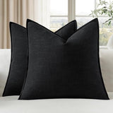 EMEMA Decorative Linen Throw Pillow Covers 20x20 Inch Black